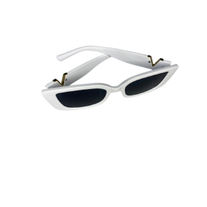 V-Emblem White Sunglasses